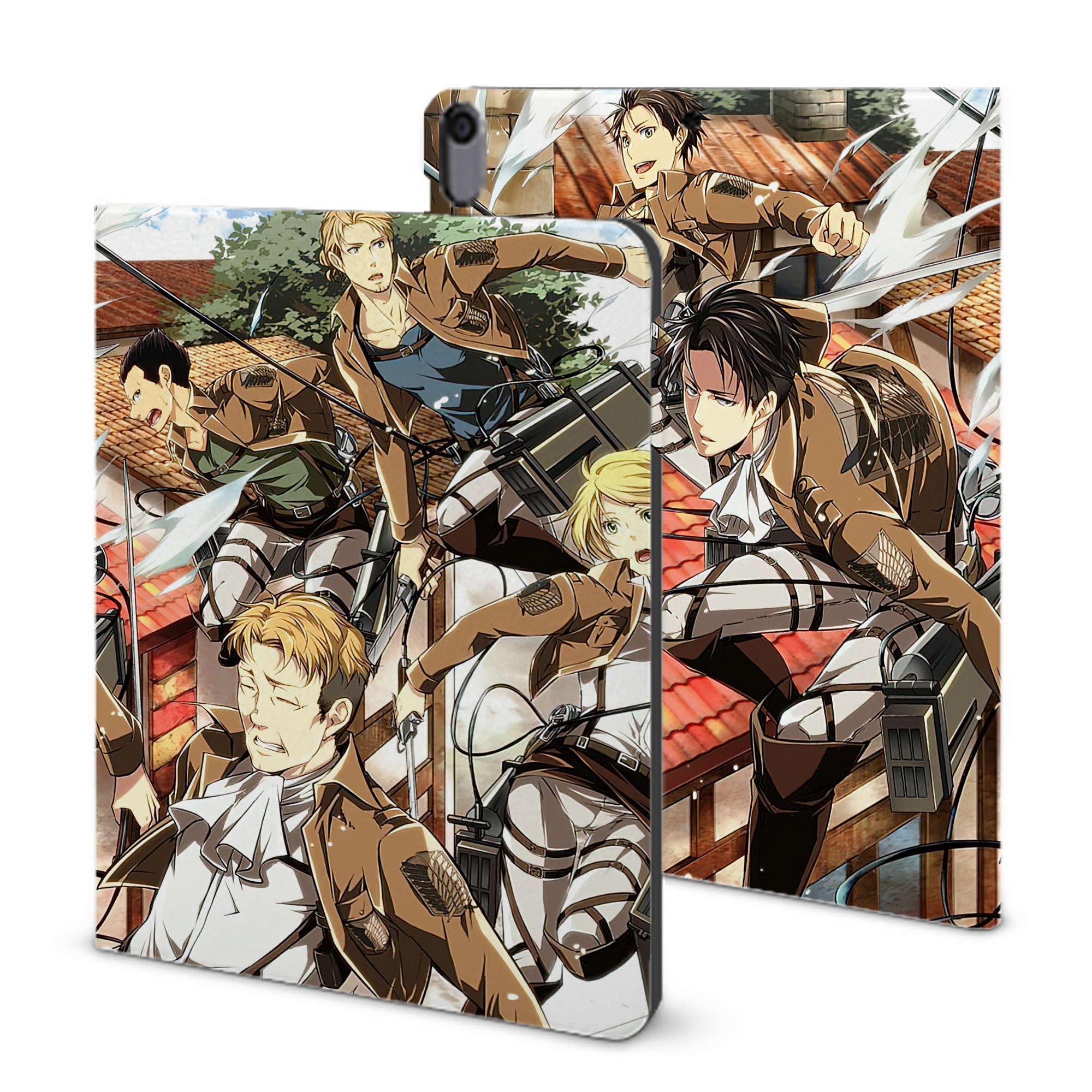 （画像用） 進撃の巨人 Attack on Titan IPad ケース ブック型 PUレザー TPU 耐衝撃 軽量 薄型 ペン収納なし 全面保護 IPad 各モデル対応